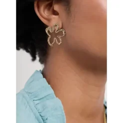 Anneal Gold Tone Flower Earrings