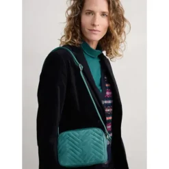 Annulet Quilted Leather & Suede Crossbody Bag