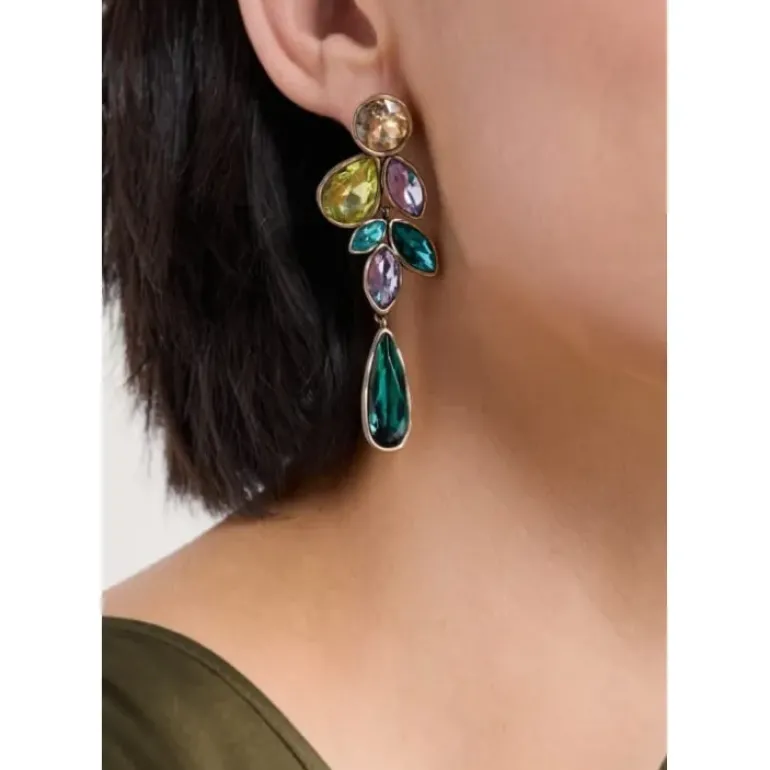 Brilliance Brass Cluster Drop Earrings