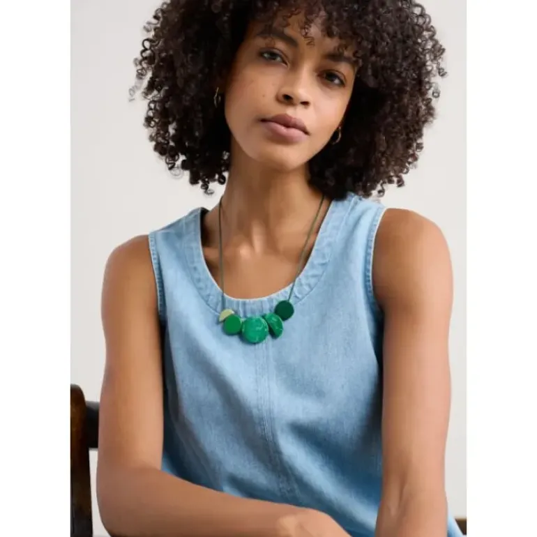 Collaged Shapes Geometric Beaded Necklace