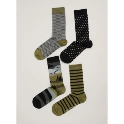 Gift Box of 4 Green Men's Sailor Socks