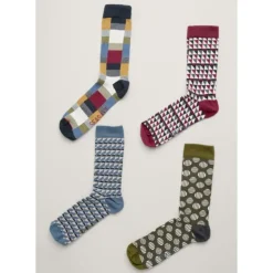 Gift Box of 4 Pairs Men's Geo Sailor Socks