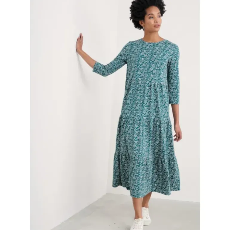 Line Strokes Tiered Dress in GOTS-Certified Organic Cotton Jersey