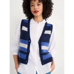 Painter Striped Button-Down Vest Contains Mohair