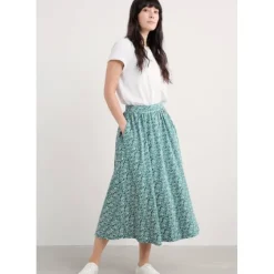 Ready Sail Printed Jersey Midi Skirt